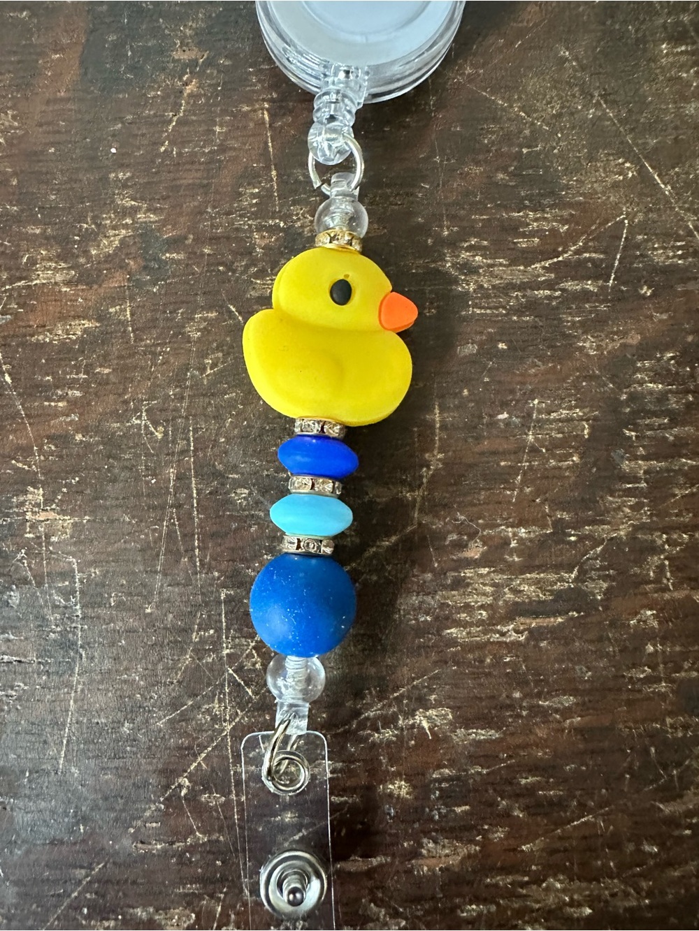 Handmade Yellow Rubber Duck Beaded Badge Reel